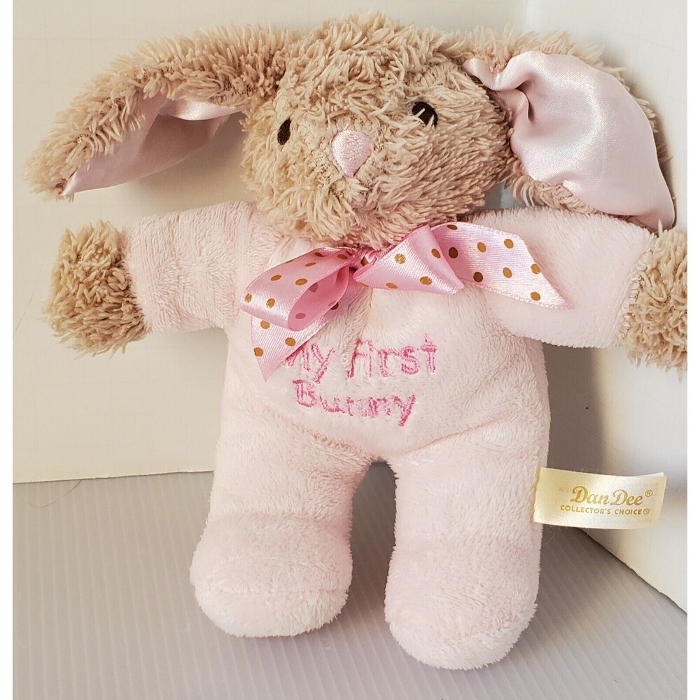 Dan Dee My First Bunny Lovey Rattle Stuffed Animal Baby Toy Lovey Easter Pink